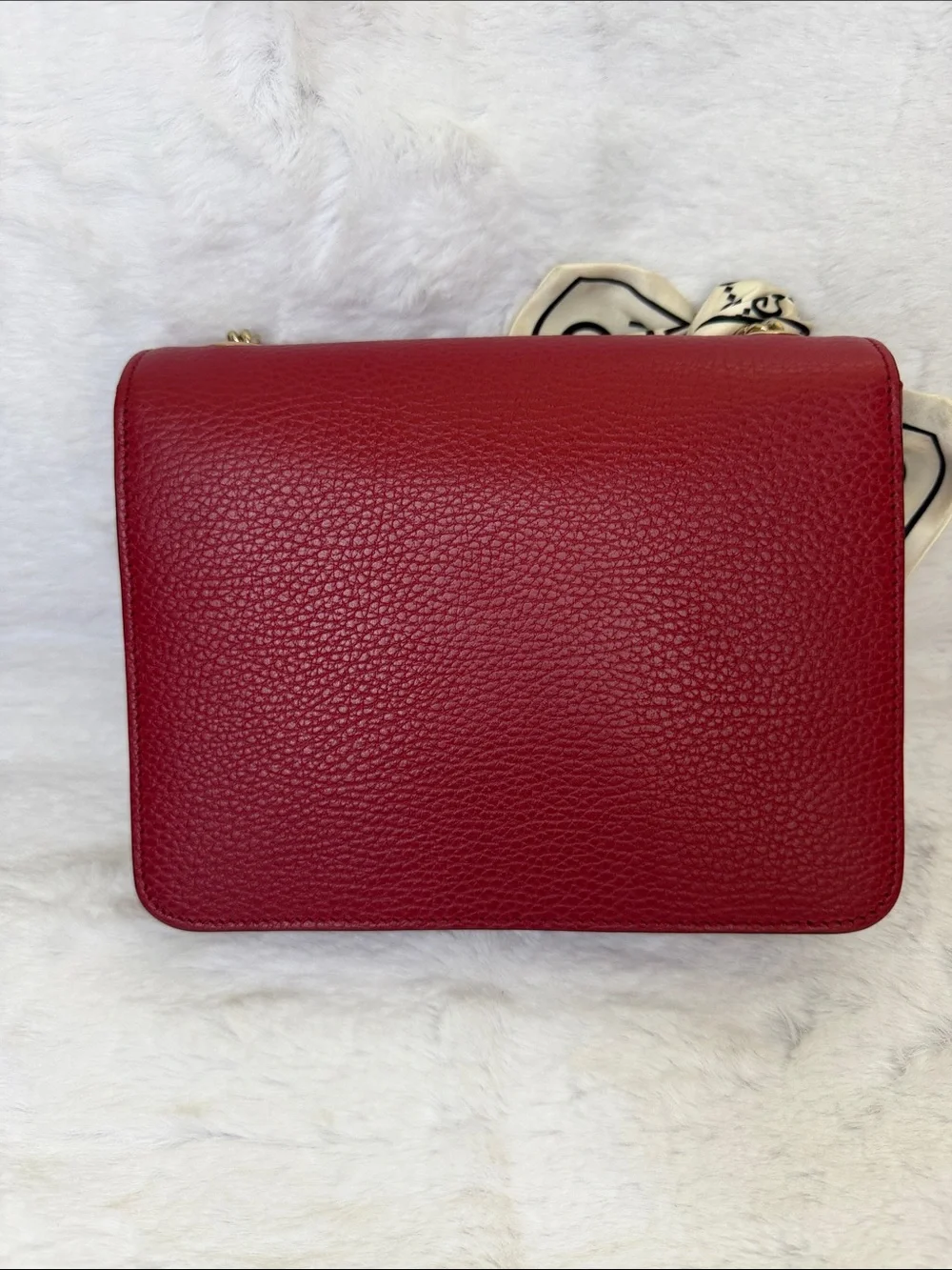 EUC. Gucci Cherry Red Leather Interlocking Crossbody With Gold Chain